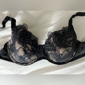 36DD Black and Tan Lace Bra